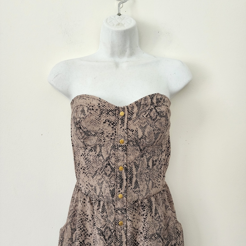 Rebecca Taylor Silk Python Print Strapless Sheath… - image 3